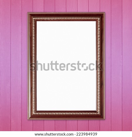 blank wood frame on colorful wood wall background