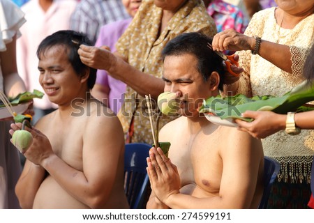 Male who will be monk cut hair for be Ordained to new monk