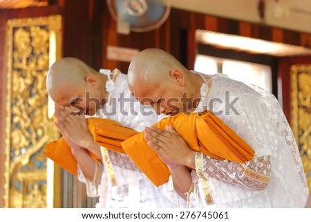 the ordination ceremony that change the Thai young men to be the new monks