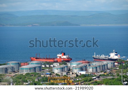 oil tankers at russian petroleum port Vladivostok