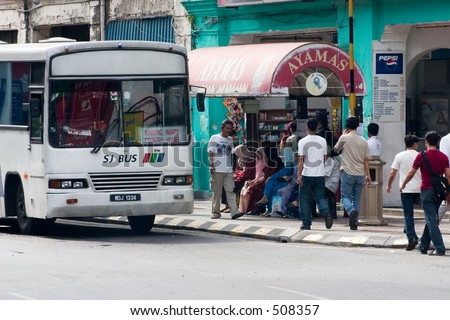 Bus stop in Malaysia, Asia.