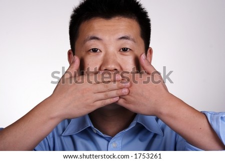 Speak No Evil - Asian Guy. Stock Photo 1753261 : Shutterstock