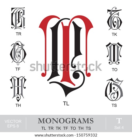 Vintage Monograms TL TR TK TF TO TH TS Stock fotó © 