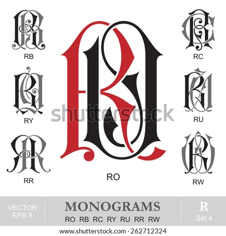 Vintage Monograms RO RB RC RY RU RR RW Zdjęcia stock © 