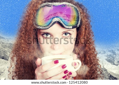 portrait snowboarders with coffee winter athletes