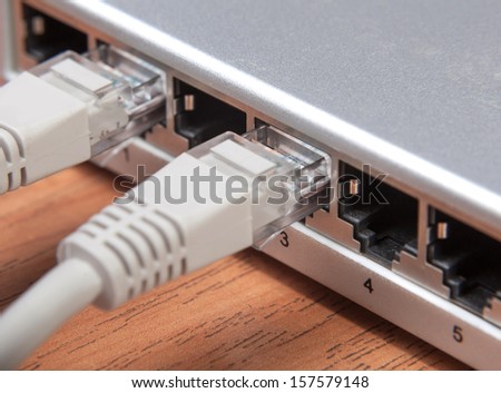 connection to the network allows access to the Internet close-up