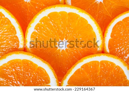 background of fresh succulent orange slices closeup