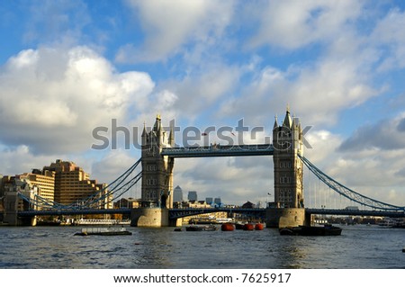 London Tower bridge through the river Thames
