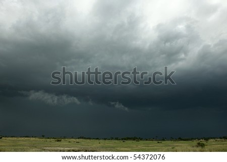 Rain cloud over Africa landscape, Serengeti National Park, Serengeti, Tanzania