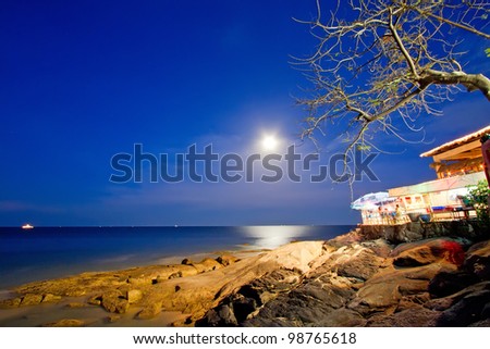 Night sea view  Huahin, Thailand