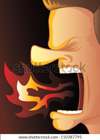 Man Yelling With Hot Fire Burning His Mouth Stock Photo 110387795 ...