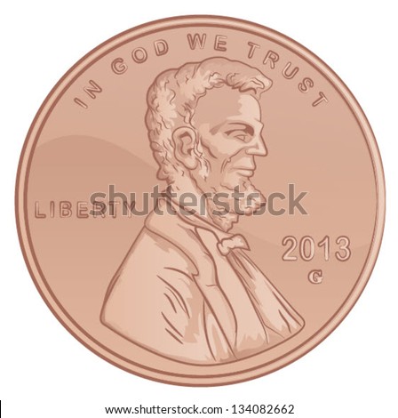 Vector Lincoln Penny/United States Penny Coin Zdjęcia stock © 