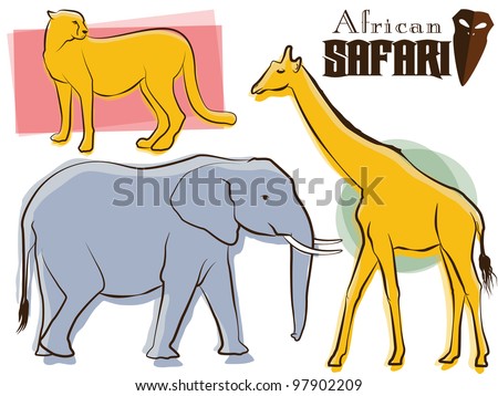 African Safari Animals Retro