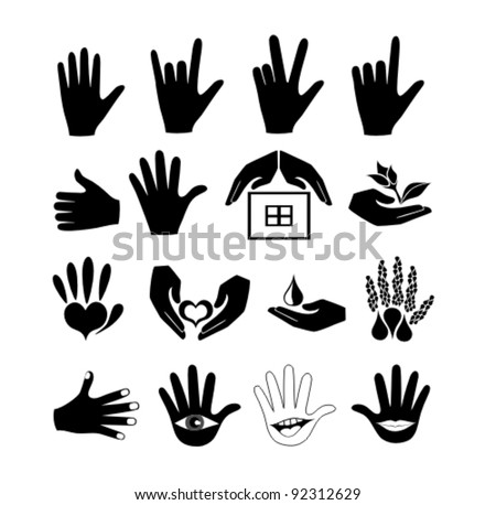 Hands and logos vector set