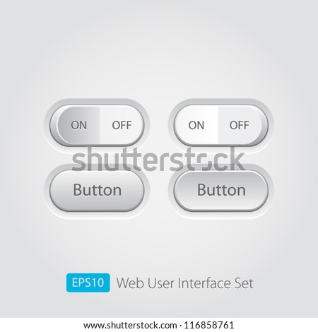 Vector user interface collection. On off buttons