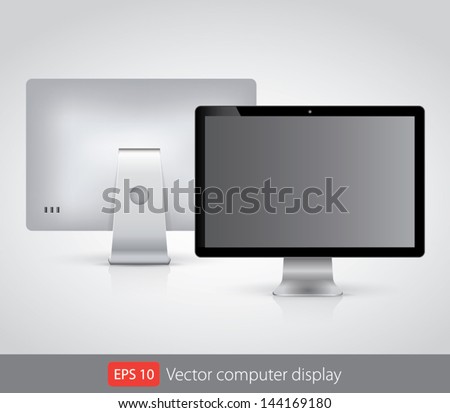 Vector computer display isolated on white