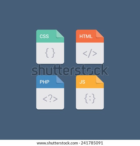 Web development file format flat icon set