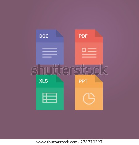 File format flat icon set