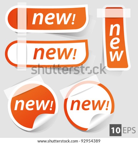 Stickers and banners set . orange tags