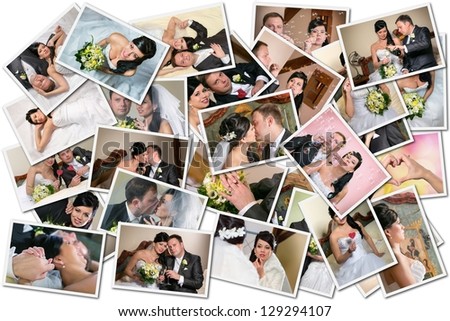 Wedding theme collage composed of different images