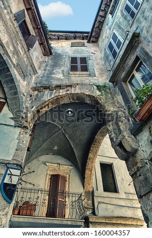 The specific conjunction home from three sides in Tuscany. Looking towards up
