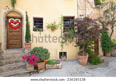 Front door of a beautiful and old villa in Tuscany