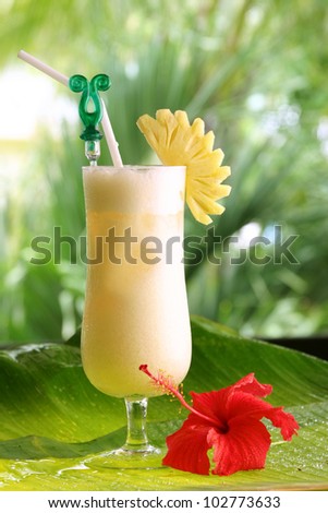 Tropical cocktail with fresh fruits