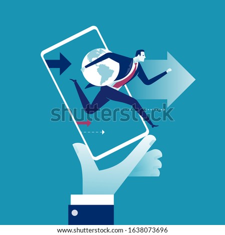 Mobile phone global business. Concept business vector illustration