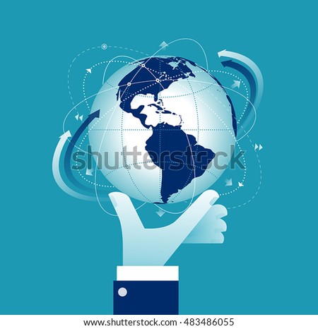 World at your fingertips. Concept business vector illustration