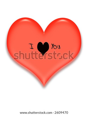 A Red Beveled 2d Heart With I Heart You Written Inside Stock Photo ...