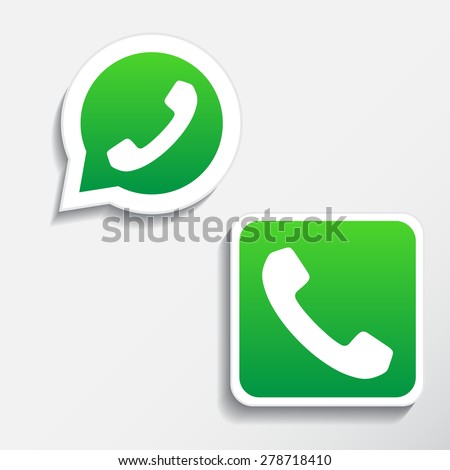 Phone icons set in speech bubble and button