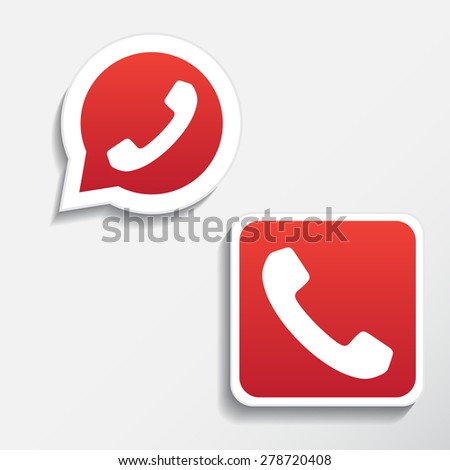 Phone icons set in speech bubble and button 