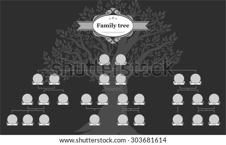 Genealogical Tree Of Your Family. Hand Drawn Oak Tree. Vector