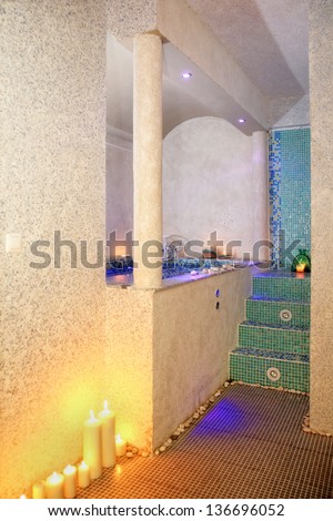 indoor hydro massage beautiful decorated with candles