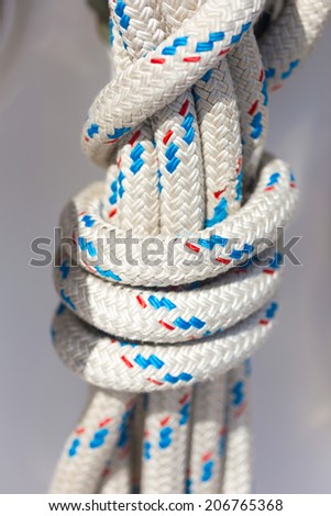 closeup of a ropes in a luxury sail boat