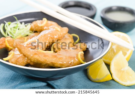 Lemon Chicken - Chinese style battered chicken served with sweet lemon sauce.