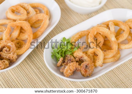 Calamari - Deep-fried squid rings served with garlic mayo.