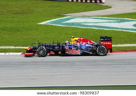SEPANG, MALAYSIA - MARCH 23: Mark Webber (team Red Bull Racing) at second practice on Formula 1 GP, March 23 2012, Sepang, Malaysia.