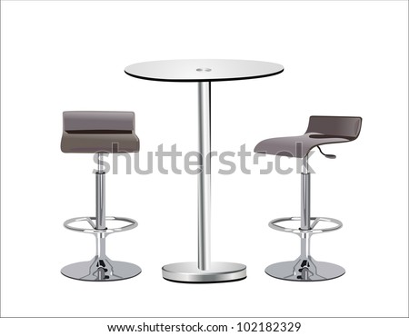 High Glass Top Table w Chairs on white background.