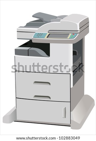 Professional multifunction printer isolated on white