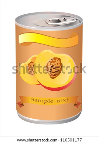 canned peaches. Isolated on white.