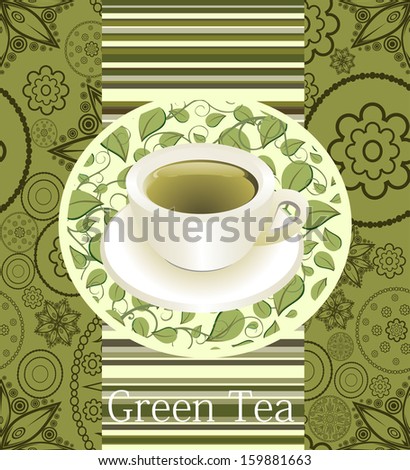 Green tea. Tea menu. Tea time template.