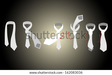 Instructions how to tie a simple four in hand tie knot, four-in-hand knot, tie knot