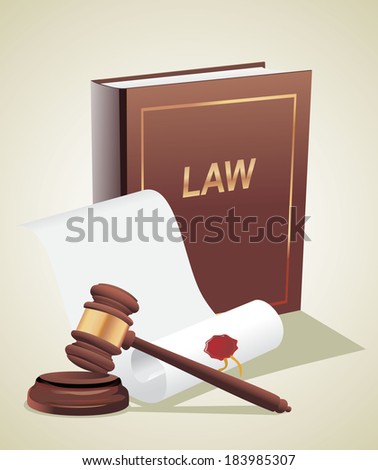 verdict, gavel and law book illustration design