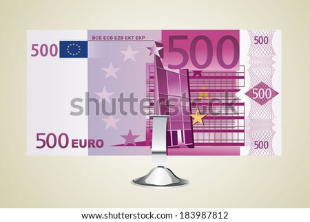 Small office desk stand with 500 euro banknote