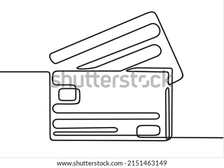 one line drawing of credit cards. Can used for logo, emblem, slide show and banner.