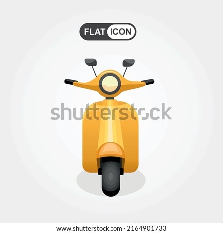 Scooter, motor bicycle, moped frontal, motorbike flat isolated vector illustration. Flat icon