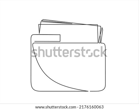 Folder drawn by a single line on a white background. One-line drawing. Continuous line.