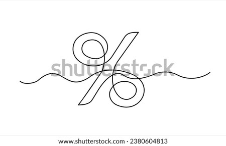 Interest Rates continuous Line. one line drawing of percent symbol minimalist style. Concept of discount, business, sale marketing, commercial, investment, tax, economic, etc