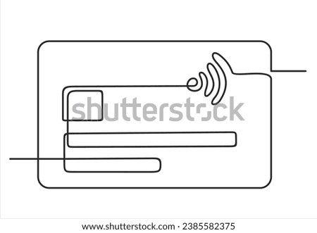 Continuous one line drawing of  credit cards. 